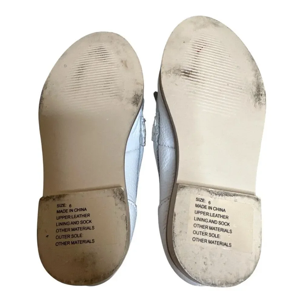 JANIE AND JACK White Leather Fringe Loafer Flats Toddler Size 6